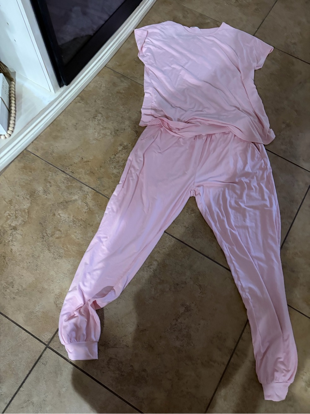 Women's Soft Light Pink Short Sleeve Pajama Set - Relaxed Jogger Style